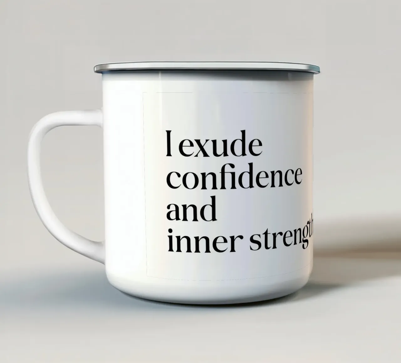 Trasudo sicurezza e forza interiore tazza in smalto da SPIRIIT