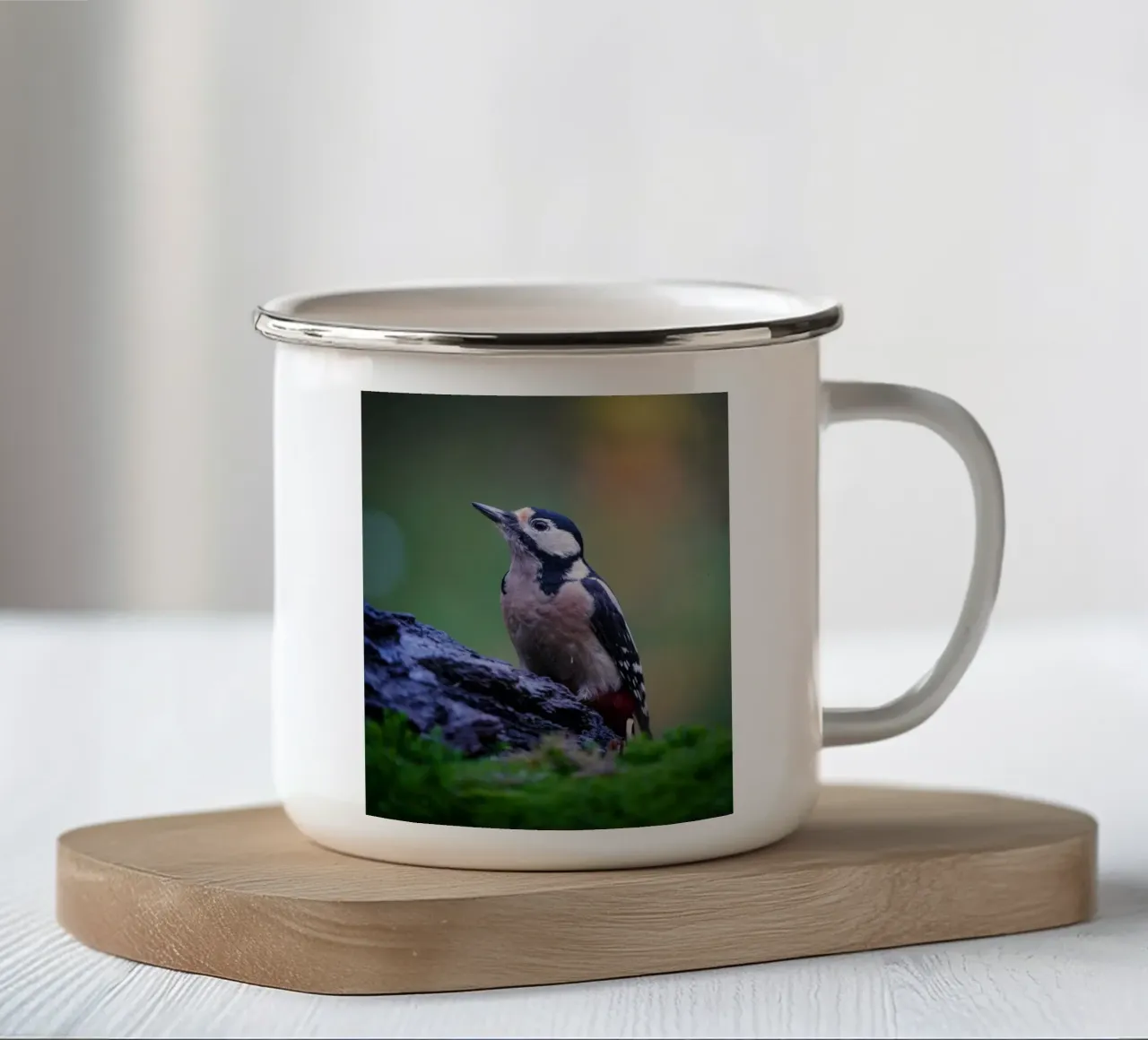 picchio tazza in smalto da Tom's Wildlife