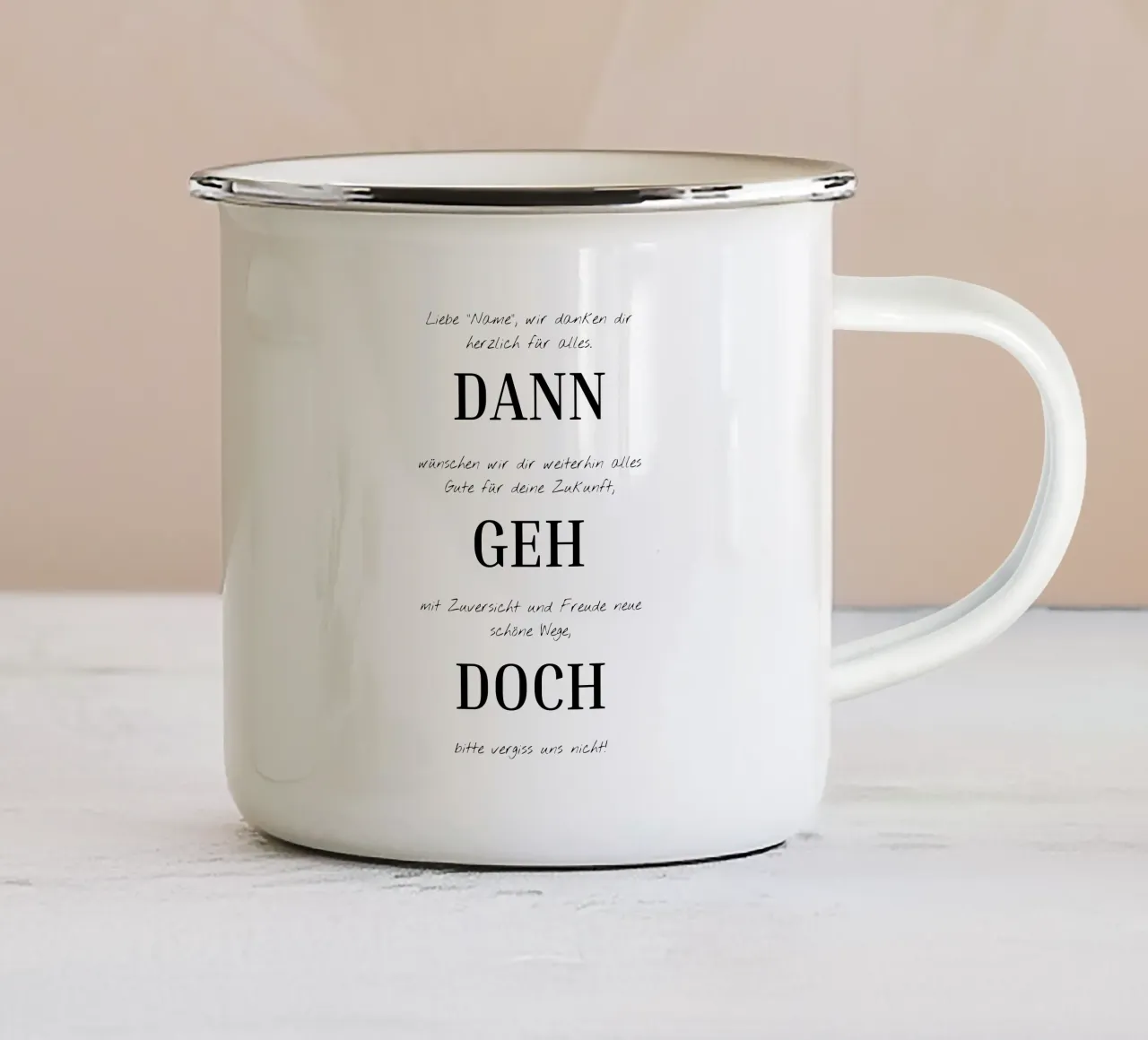 Regalo di addio per i colleghi | Personalizzabile tazza in smalto da Wortfieber