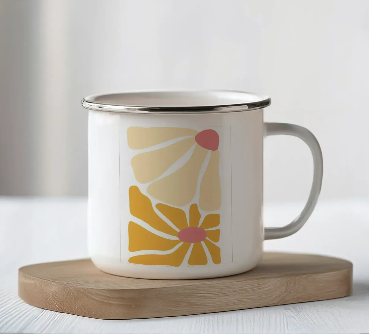 Calore astratto - design giallo-arancio tazza in smalto da Cozy Vibes