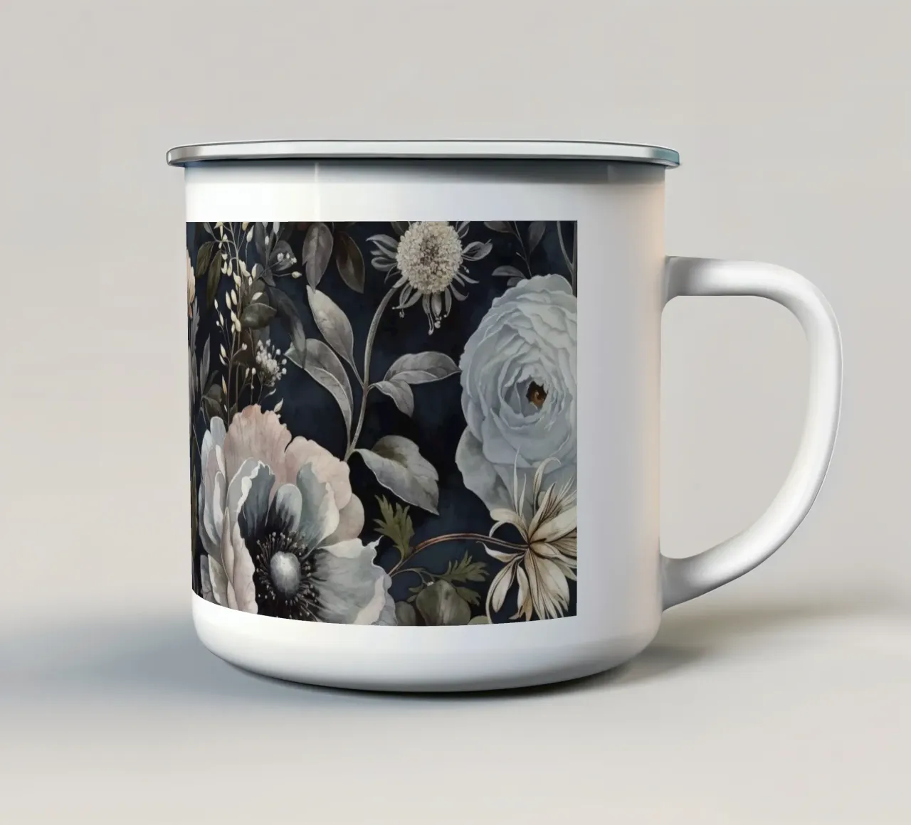 Klassiek Victoriaans Barok Flora Symfonie emaille mok van Andrea Haase Vintage World