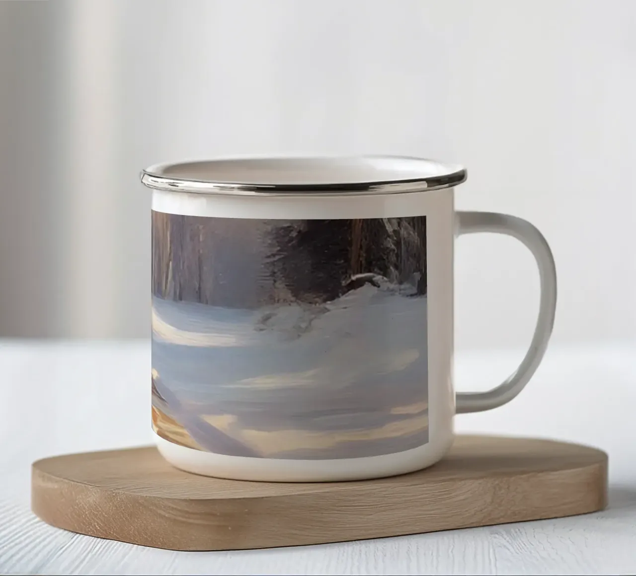Sentiero d'inverno luce dorata - Snow Nature Artprint tazza in smalto da Christmas Vibes 2025