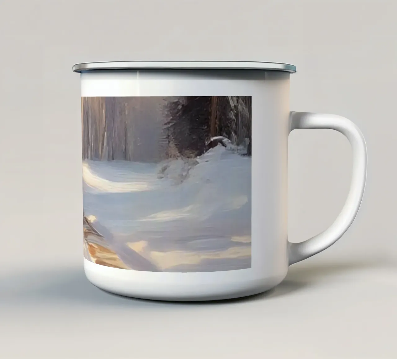 Sentiero d'inverno luce dorata - Snow Nature Artprint tazza in smalto da Christmas Vibes 2025