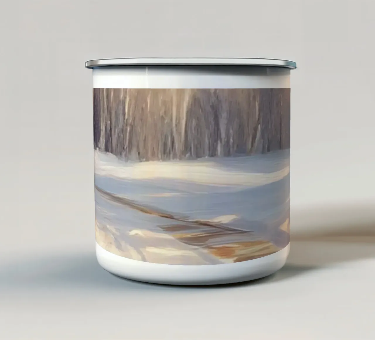 Sentiero d'inverno luce dorata - Snow Nature Artprint tazza in smalto da Christmas Vibes 2025
