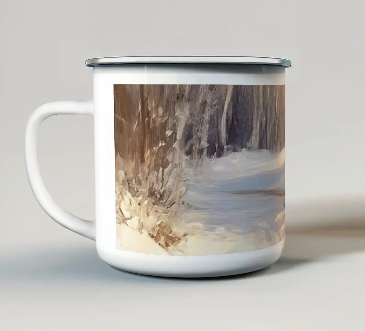 Sentiero d'inverno luce dorata - Snow Nature Artprint tazza in smalto da Christmas Vibes 2025