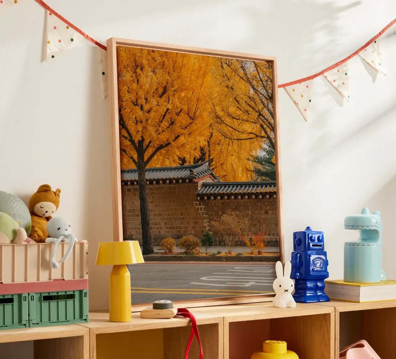 Alberi di ginkgo dorati a Seul, Corea del Sud tela da mbgraphx2