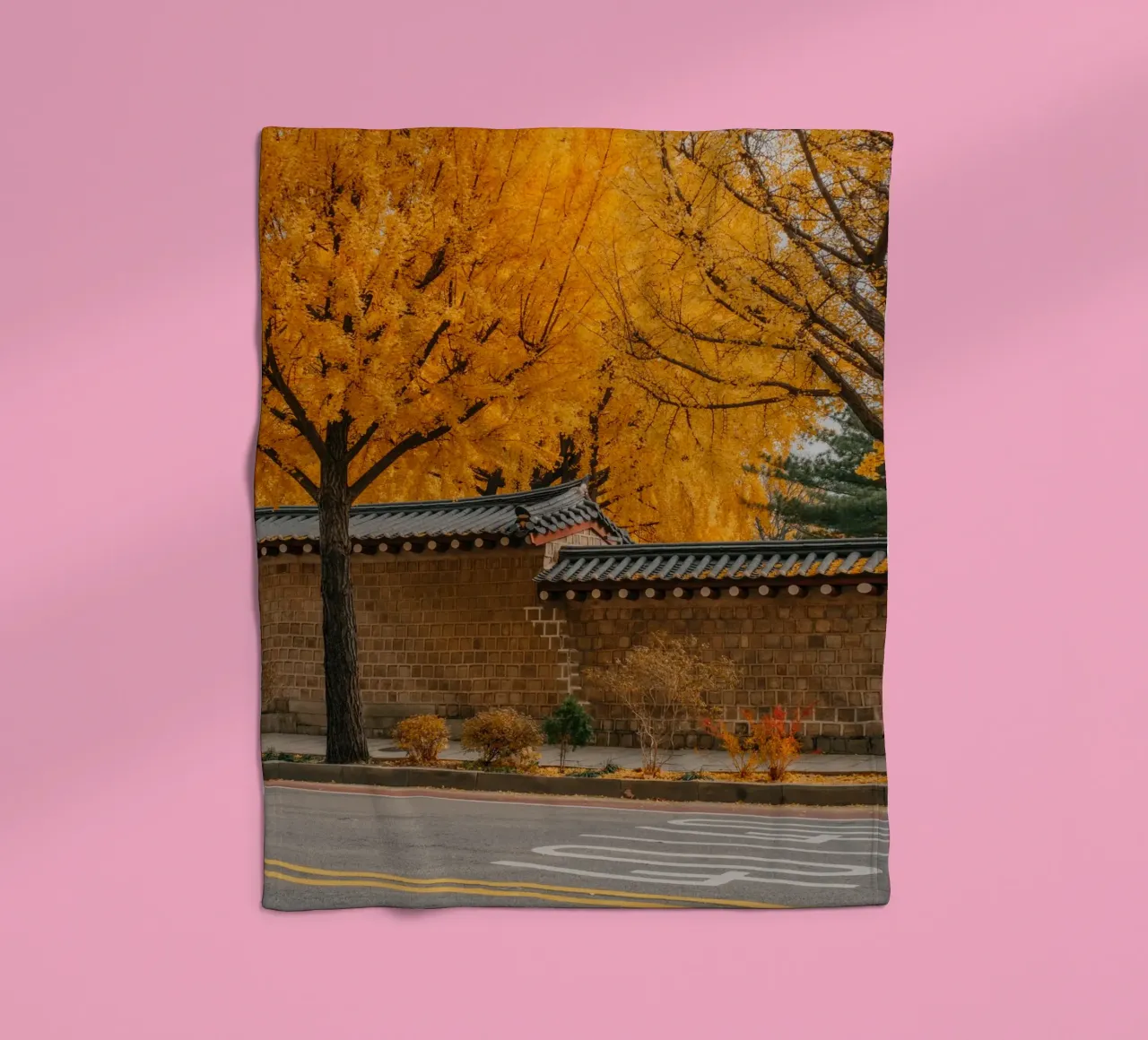 Ginkgo doré à Séoul, Corée du Sud plaid polaire de mbgraphx2