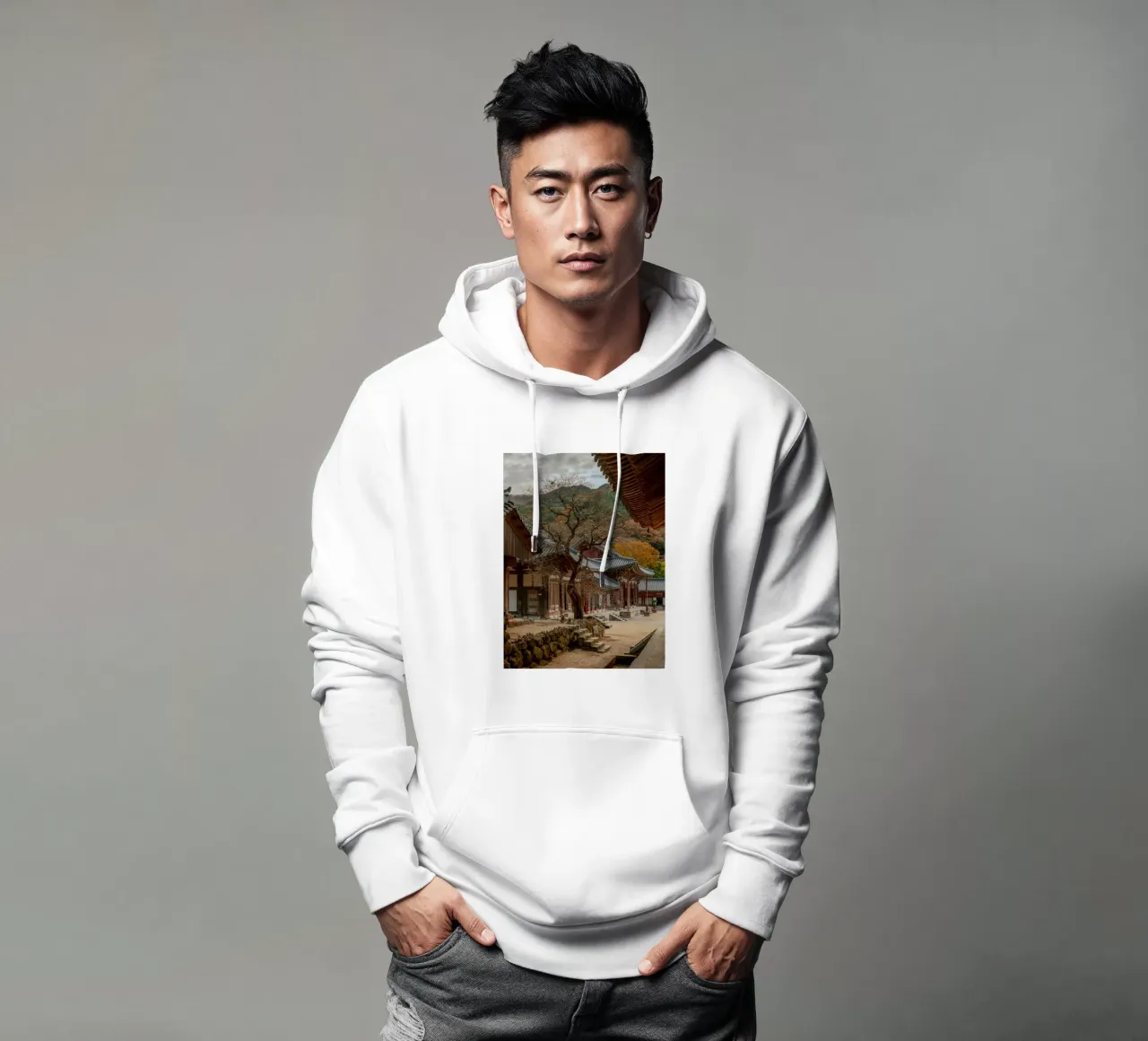 Vecchio albero del tempio di Hwaeomsa, Corea del Sud felpa con cappuccio da mbgraphx2