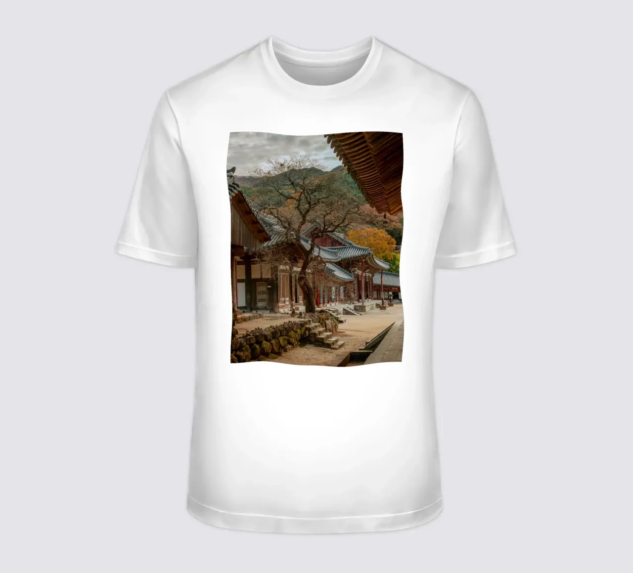 Vecchio albero del tempio di Hwaeomsa, Corea del Sud t-shirt da mbgraphx2