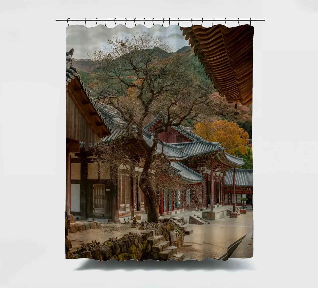 Vecchio albero del tempio di Hwaeomsa, Corea del Sud tenda da doccia da mbgraphx2