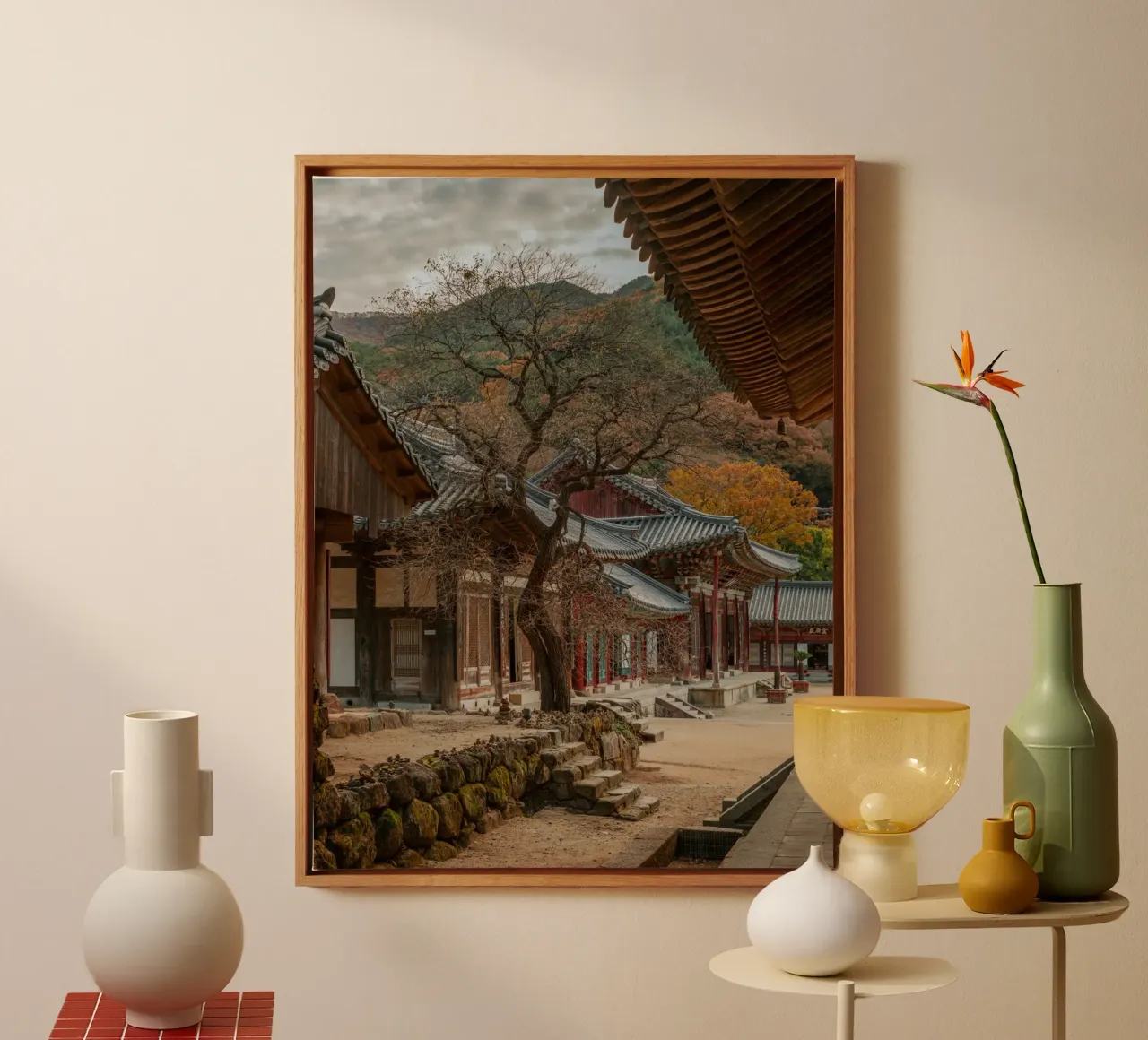 Vecchio albero del tempio di Hwaeomsa, Corea del Sud tela da mbgraphx2