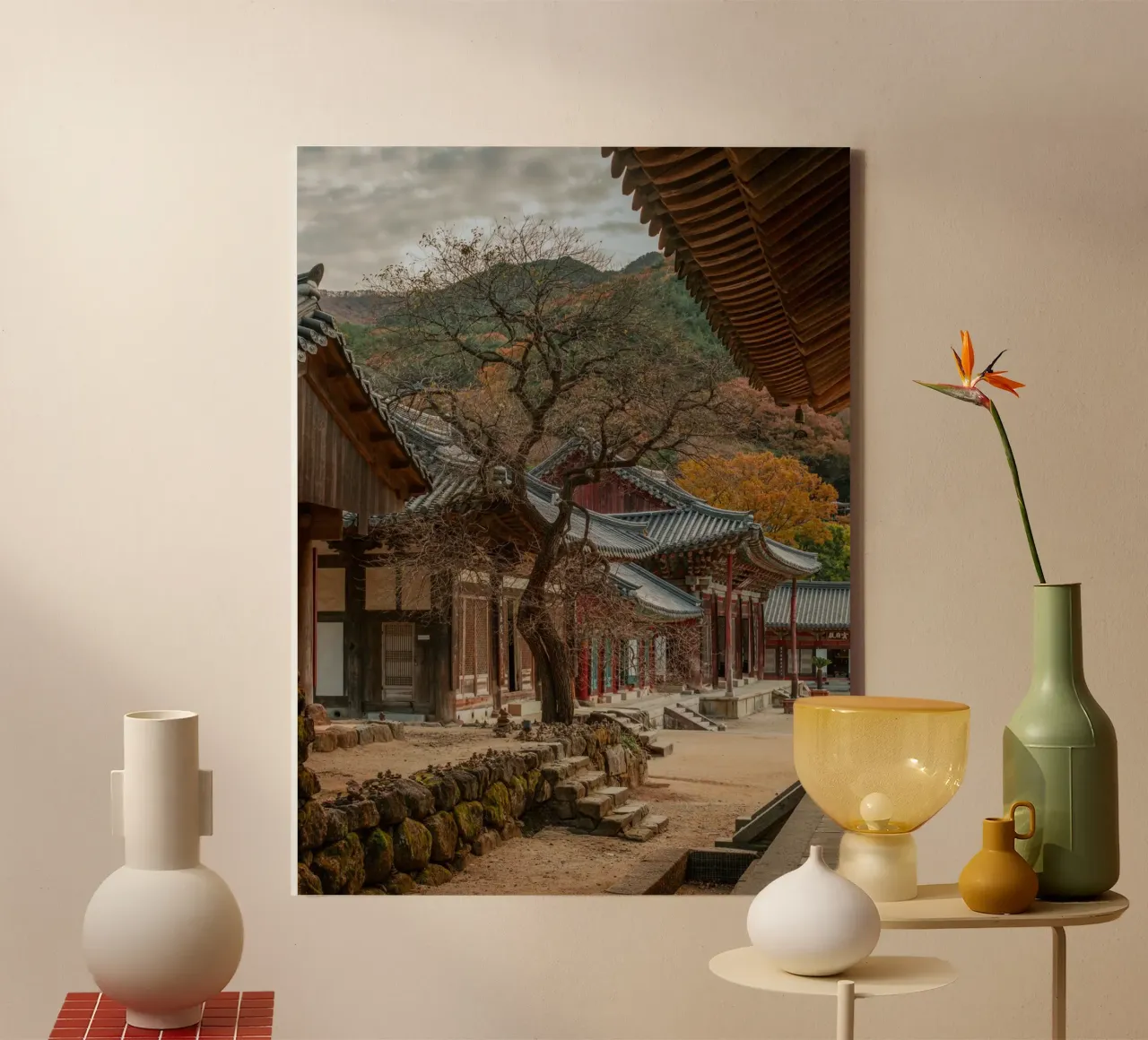 Vecchio albero del tempio di Hwaeomsa, Corea del Sud tela da mbgraphx2