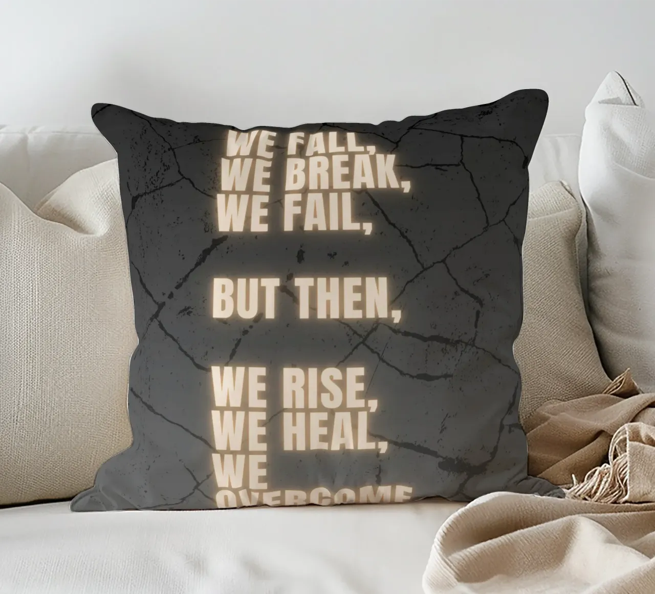 WE FALL, WE BREAK, WE FAIL cuscino da BAWA
