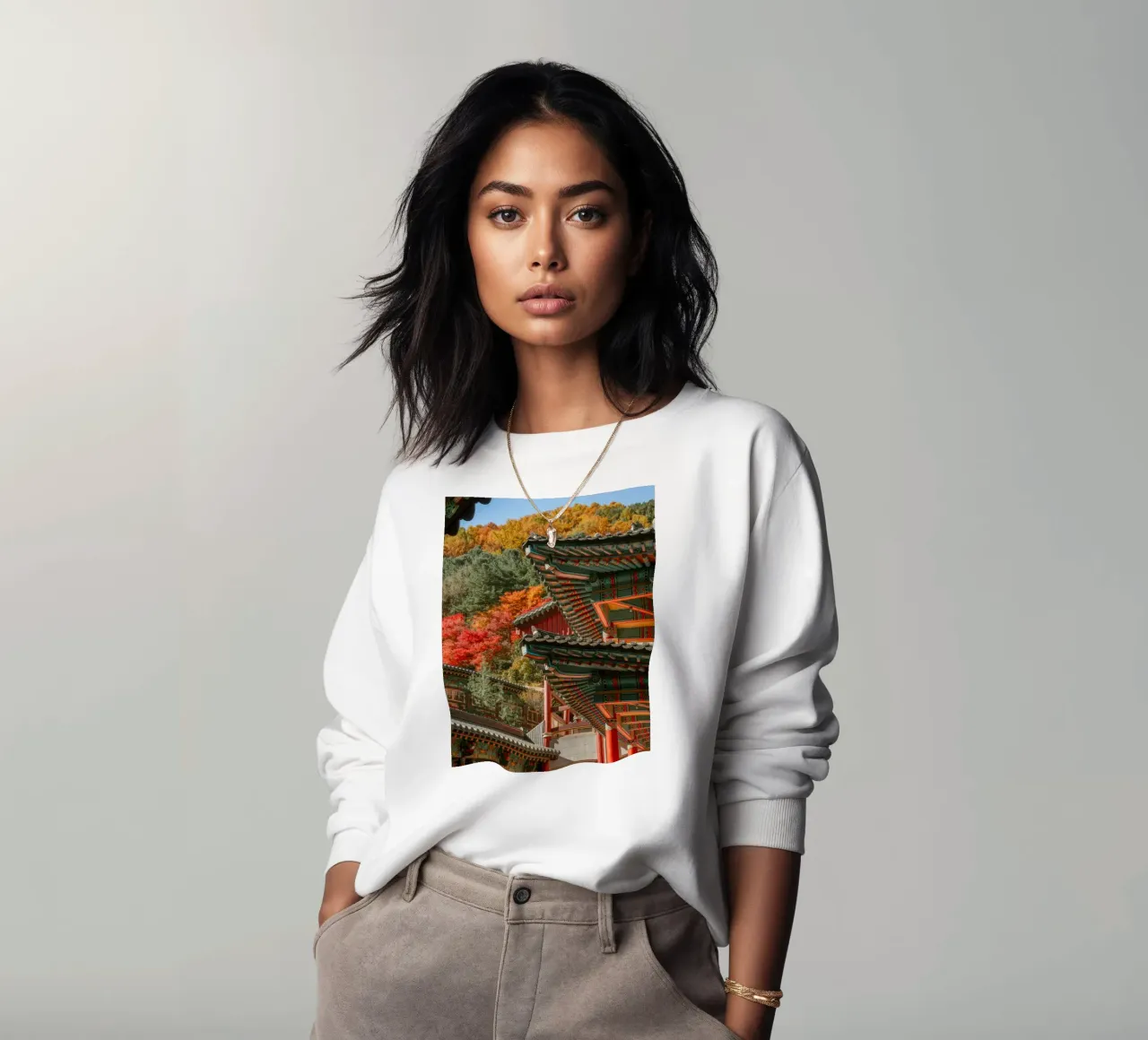 I tetti dei templi coreani in autunno felpa da mbgraphx2