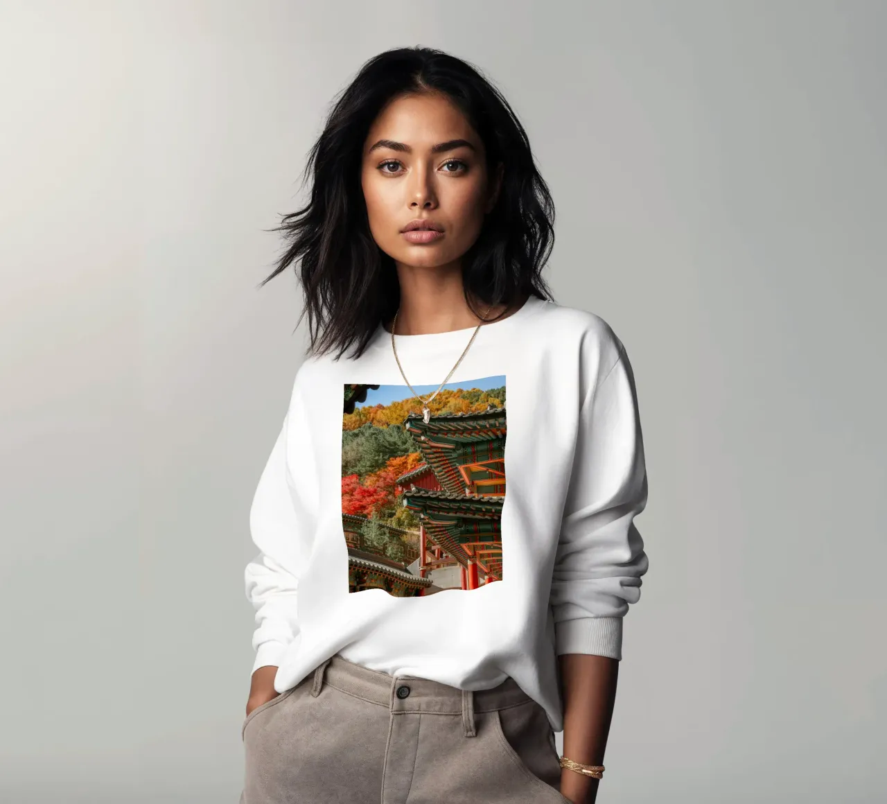 I tetti dei templi coreani in autunno felpa da mbgraphx2