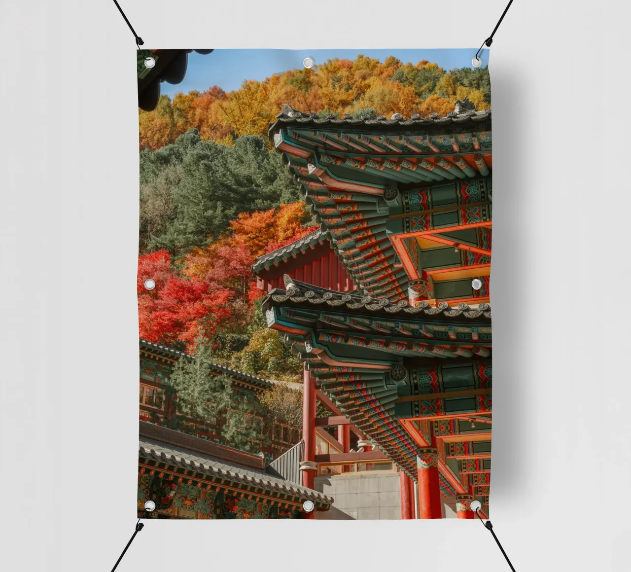 I tetti dei templi coreani in autunno telo in pvc da mbgraphx2