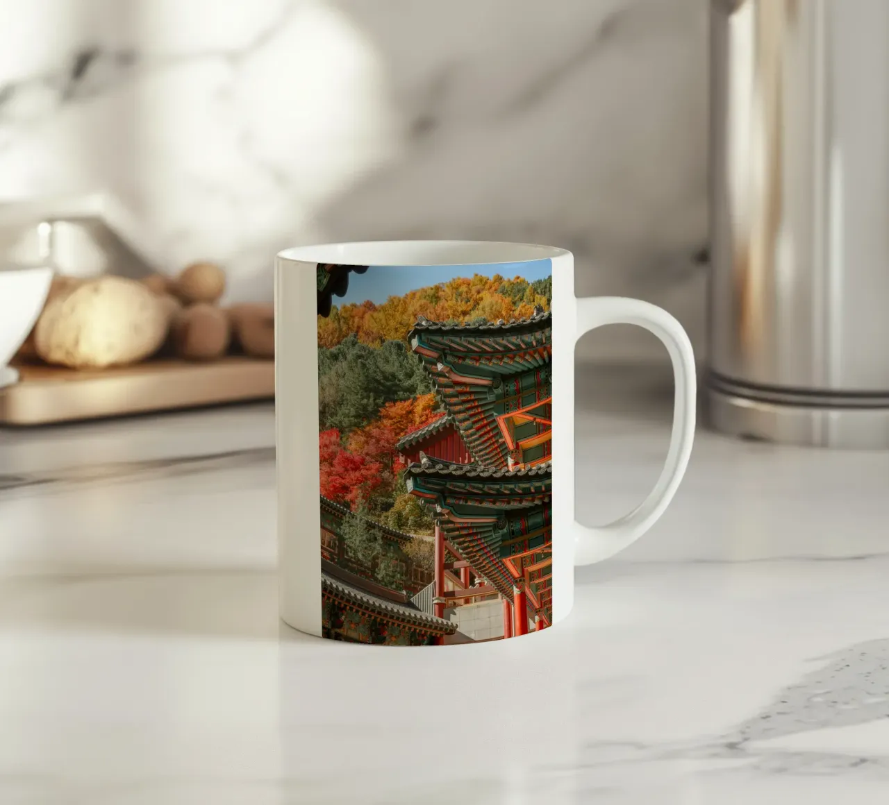 I tetti dei templi coreani in autunno tazza in ceramica da mbgraphx2