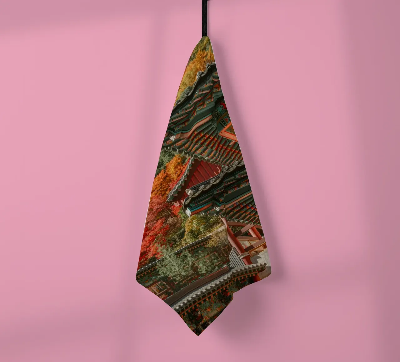 Les toits des temples coréens en automne torchon de mbgraphx2