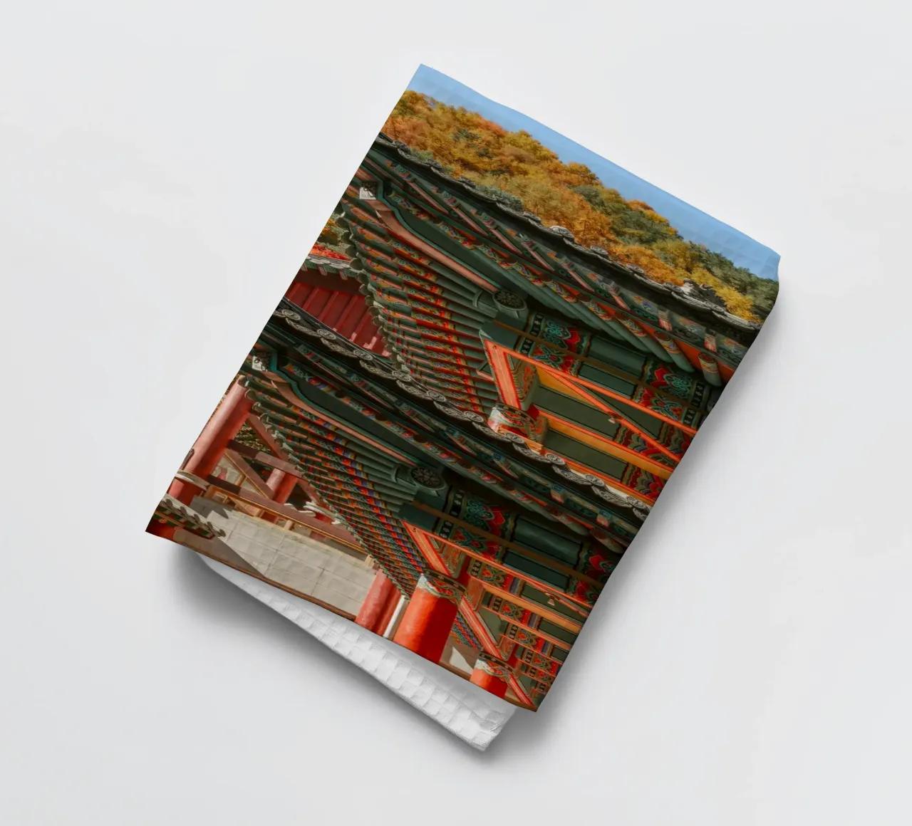 Les toits des temples coréens en automne torchon de mbgraphx2