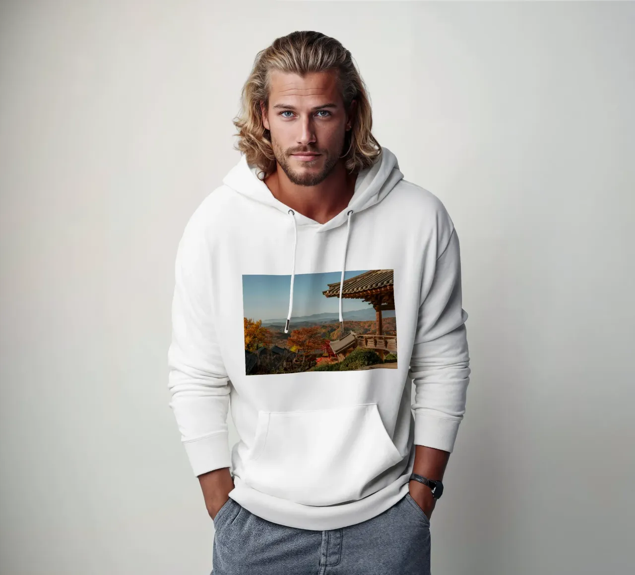 Paesaggio autunnale dal tempio di Buseoksa, Corea del Sud felpa con cappuccio da mbgraphx2