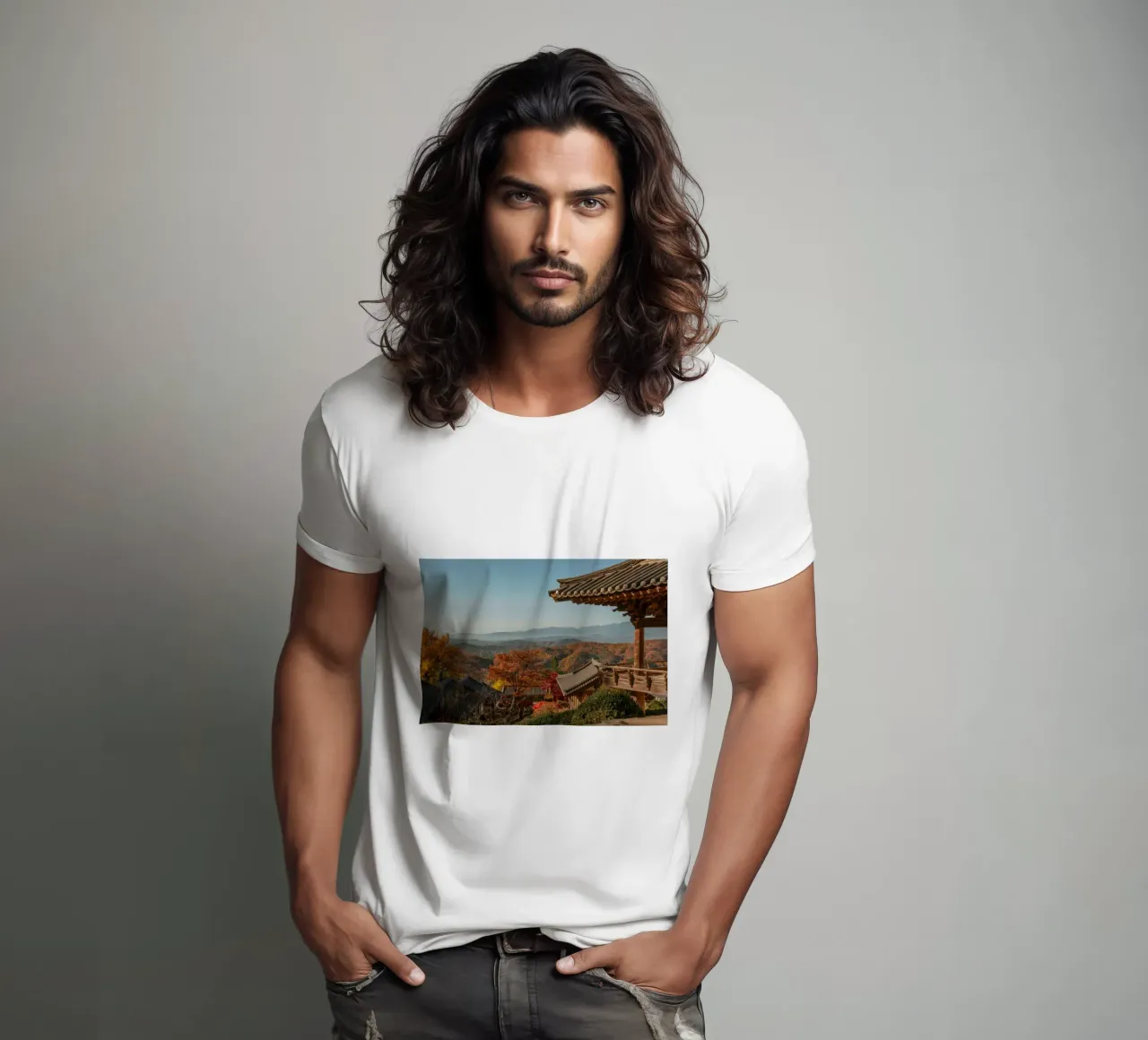 Paesaggio autunnale dal tempio di Buseoksa, Corea del Sud t-shirt da mbgraphx2