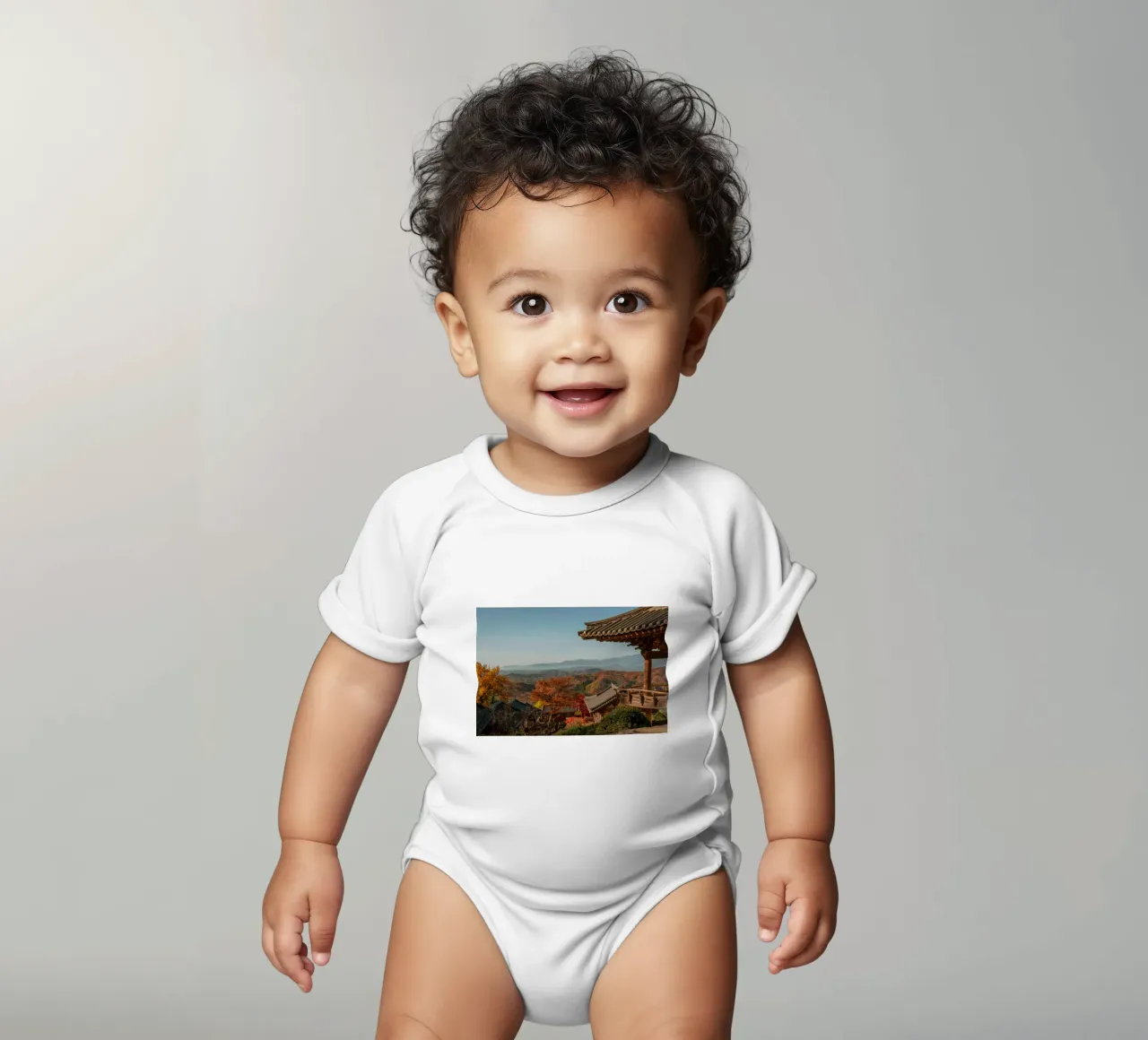 Paesaggio autunnale dal tempio di Buseoksa, Corea del Sud body neonato maniche corte da mbgraphx2