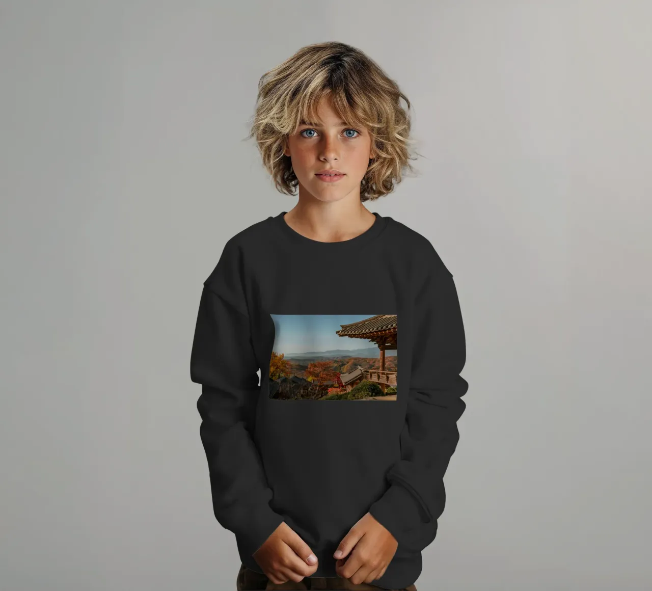 Paesaggio autunnale dal tempio di Buseoksa, Corea del Sud felpa bambino da mbgraphx2