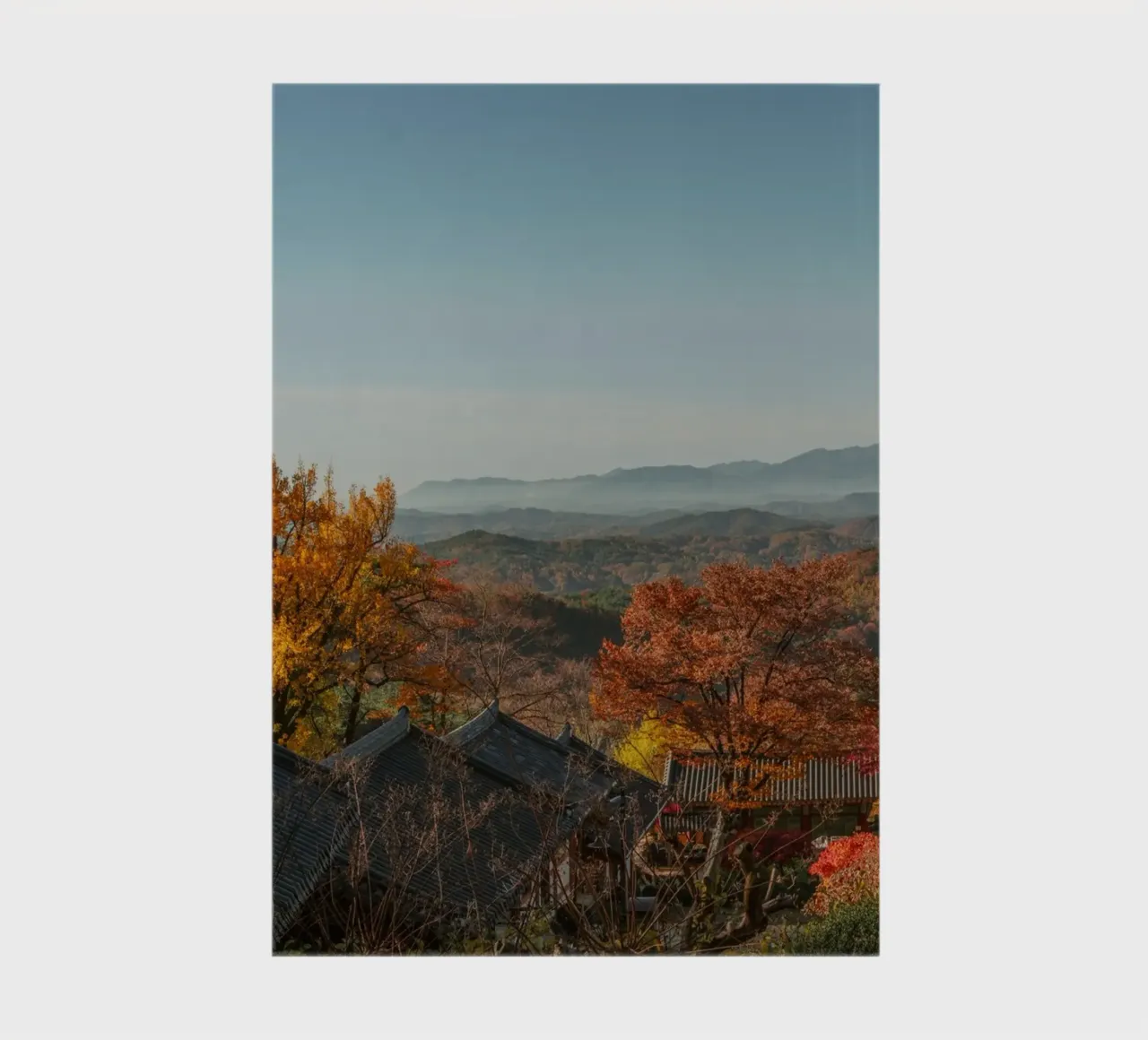 Paesaggio autunnale dal tempio di Buseoksa, Corea del Sud diario da mbgraphx2