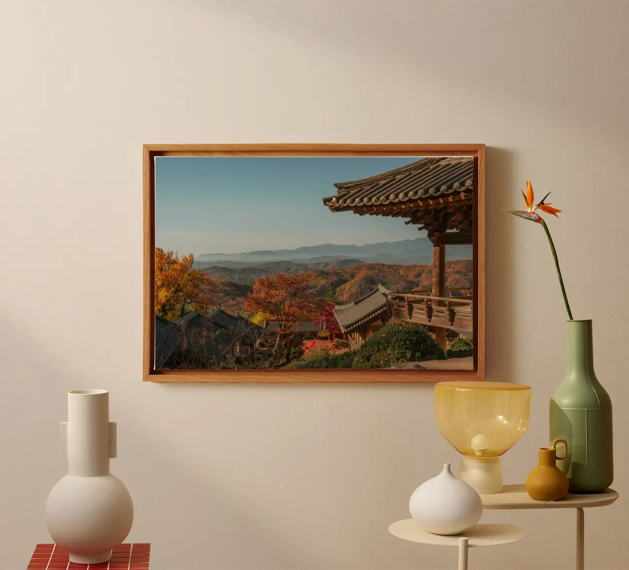 Paesaggio autunnale dal tempio di Buseoksa, Corea del Sud tela da mbgraphx2