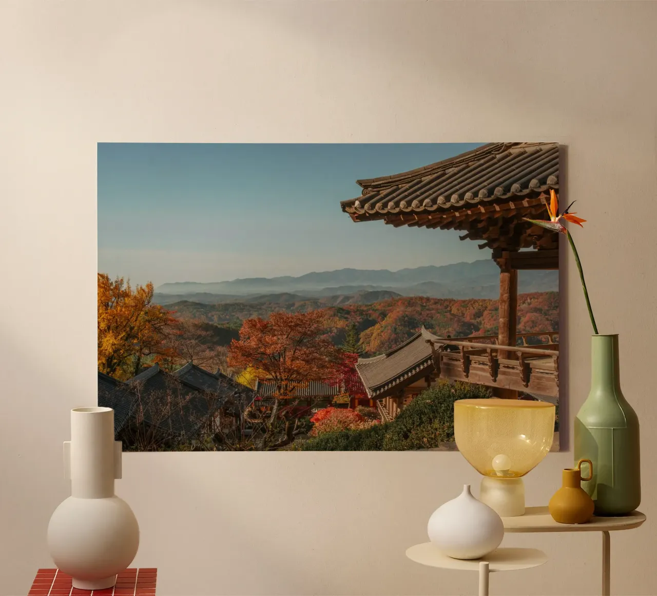 Paesaggio autunnale dal tempio di Buseoksa, Corea del Sud tela da mbgraphx2