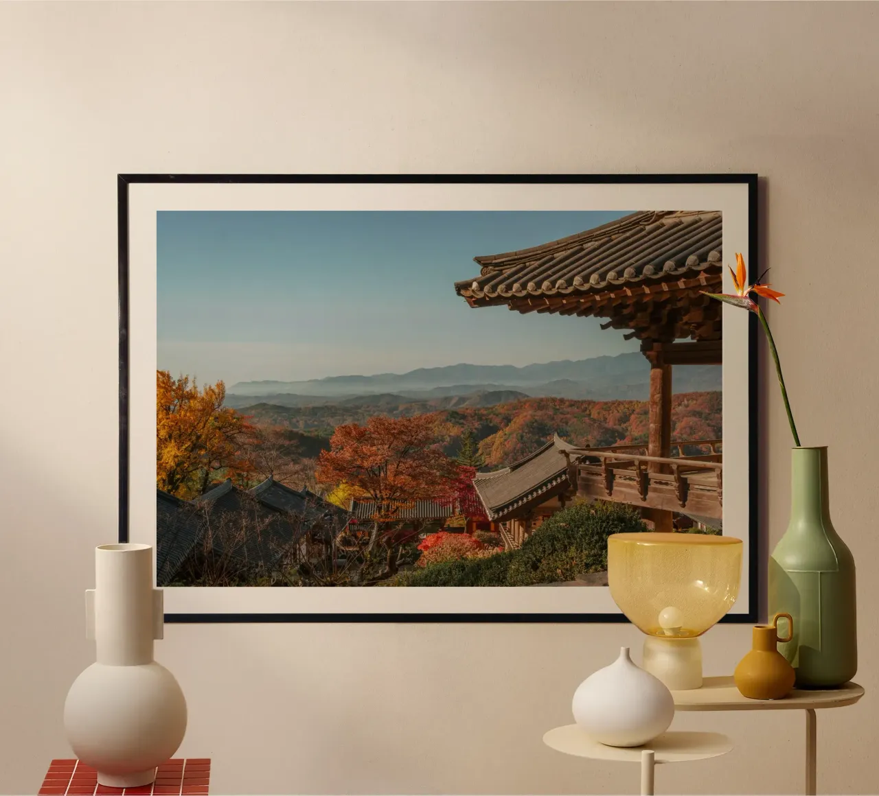 Paesaggio autunnale dal tempio di Buseoksa, Corea del Sud carta hahnemühle da mbgraphx2