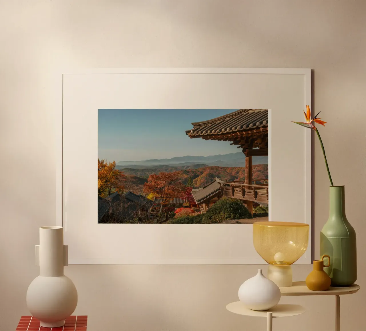 Paesaggio autunnale dal tempio di Buseoksa, Corea del Sud carta hahnemühle da mbgraphx2