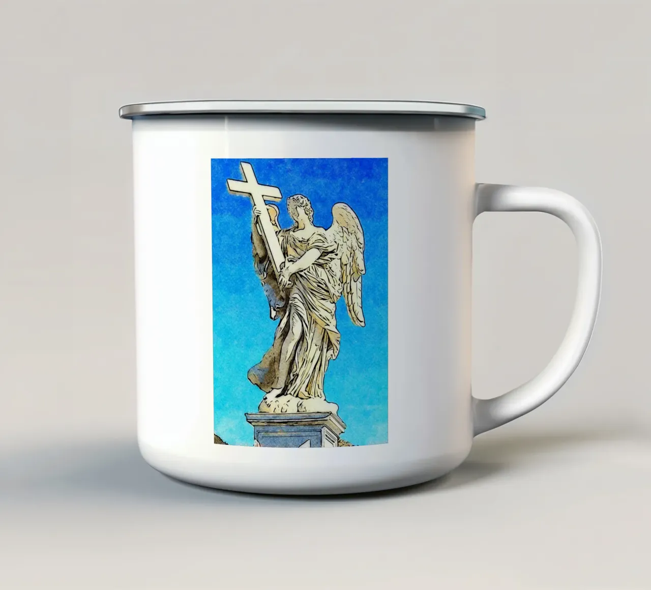 L'angelo e la croce tazza in smalto da Piccola Serenata