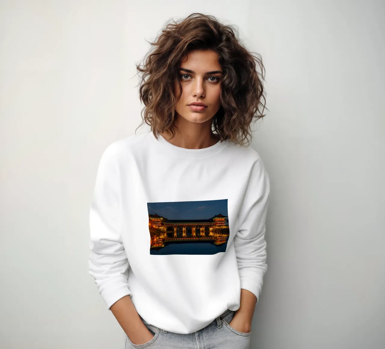 Il ponte Woljeonggyo di notte a Gyeongju, Corea del Sud felpa da mbgraphx2