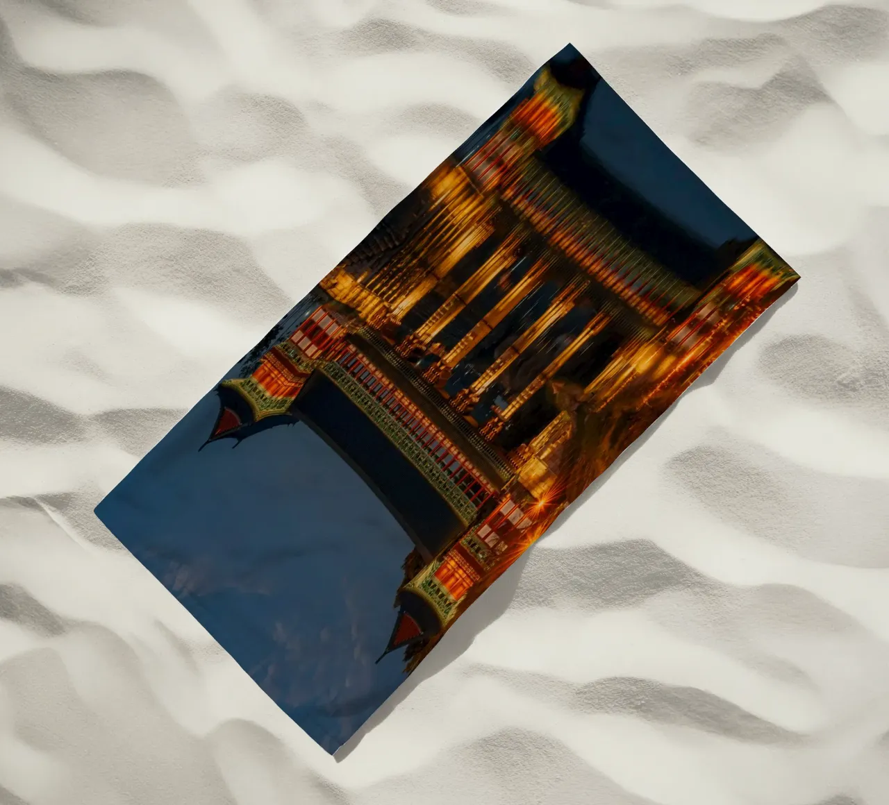 Il ponte Woljeonggyo di notte a Gyeongju, Corea del Sud telo mare da mbgraphx2