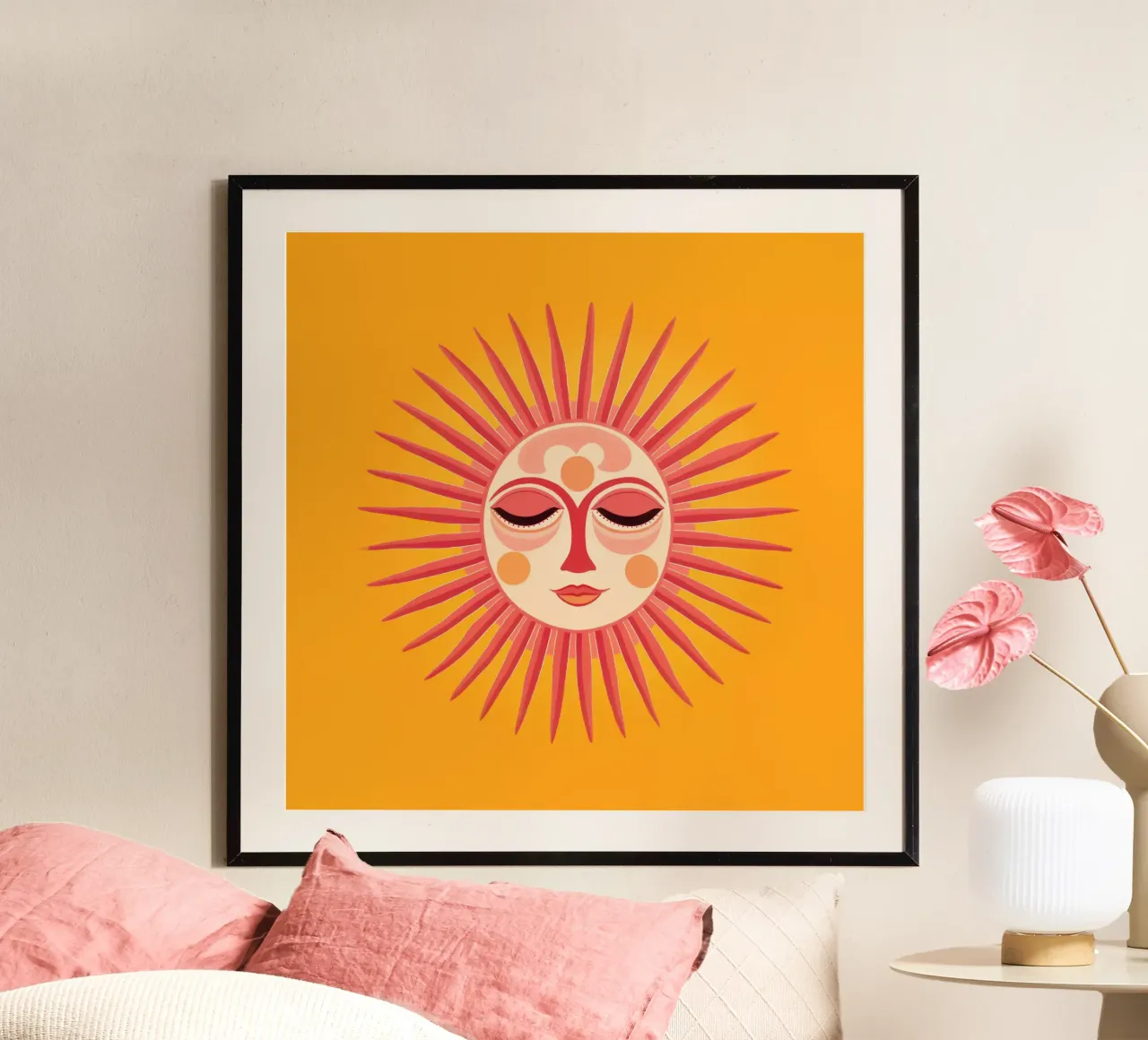 Volto solare stravagante poster con telaio in legno da Andrea Haase Modern Home