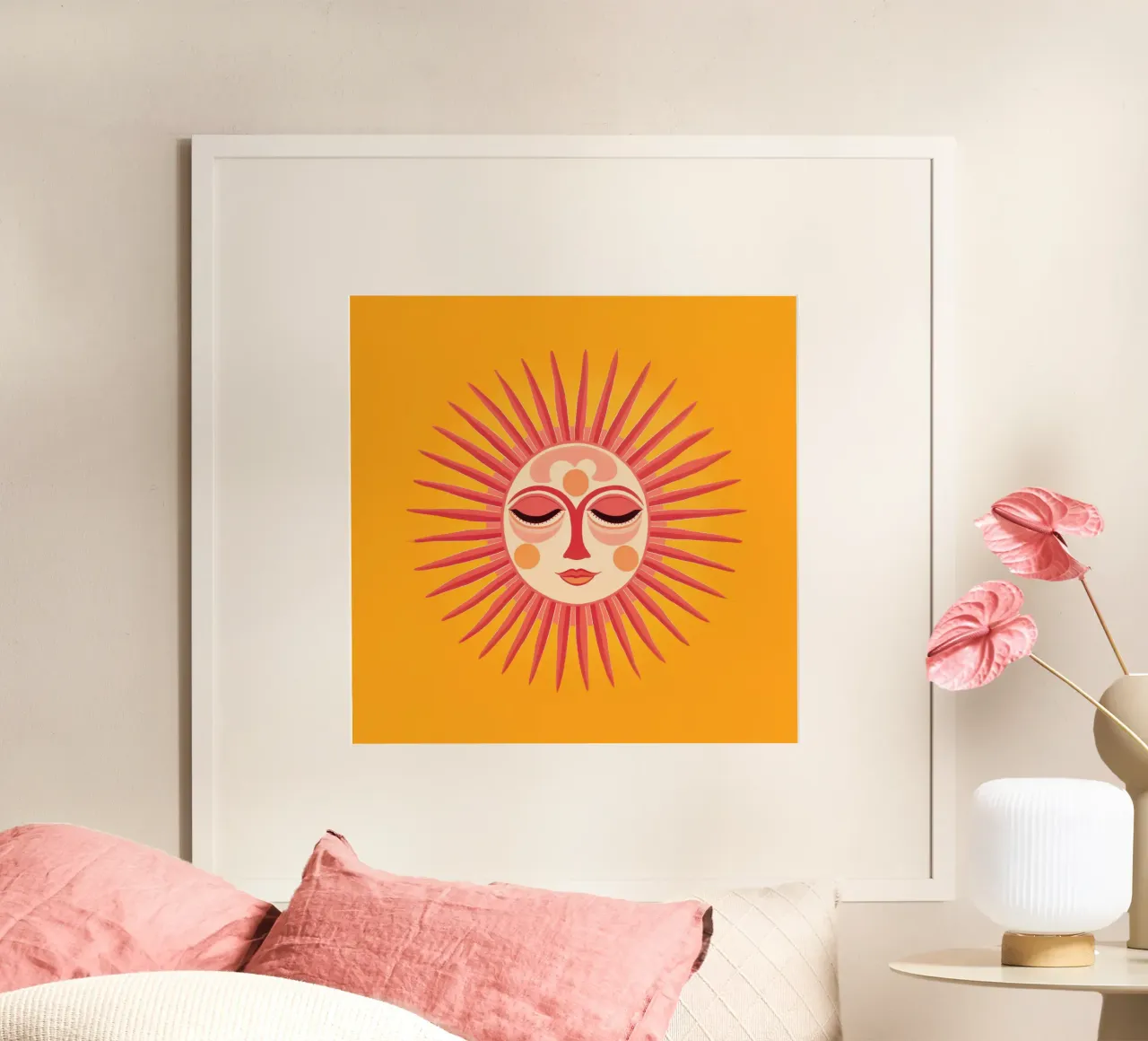 Volto solare stravagante poster con telaio in legno da Andrea Haase Modern Home
