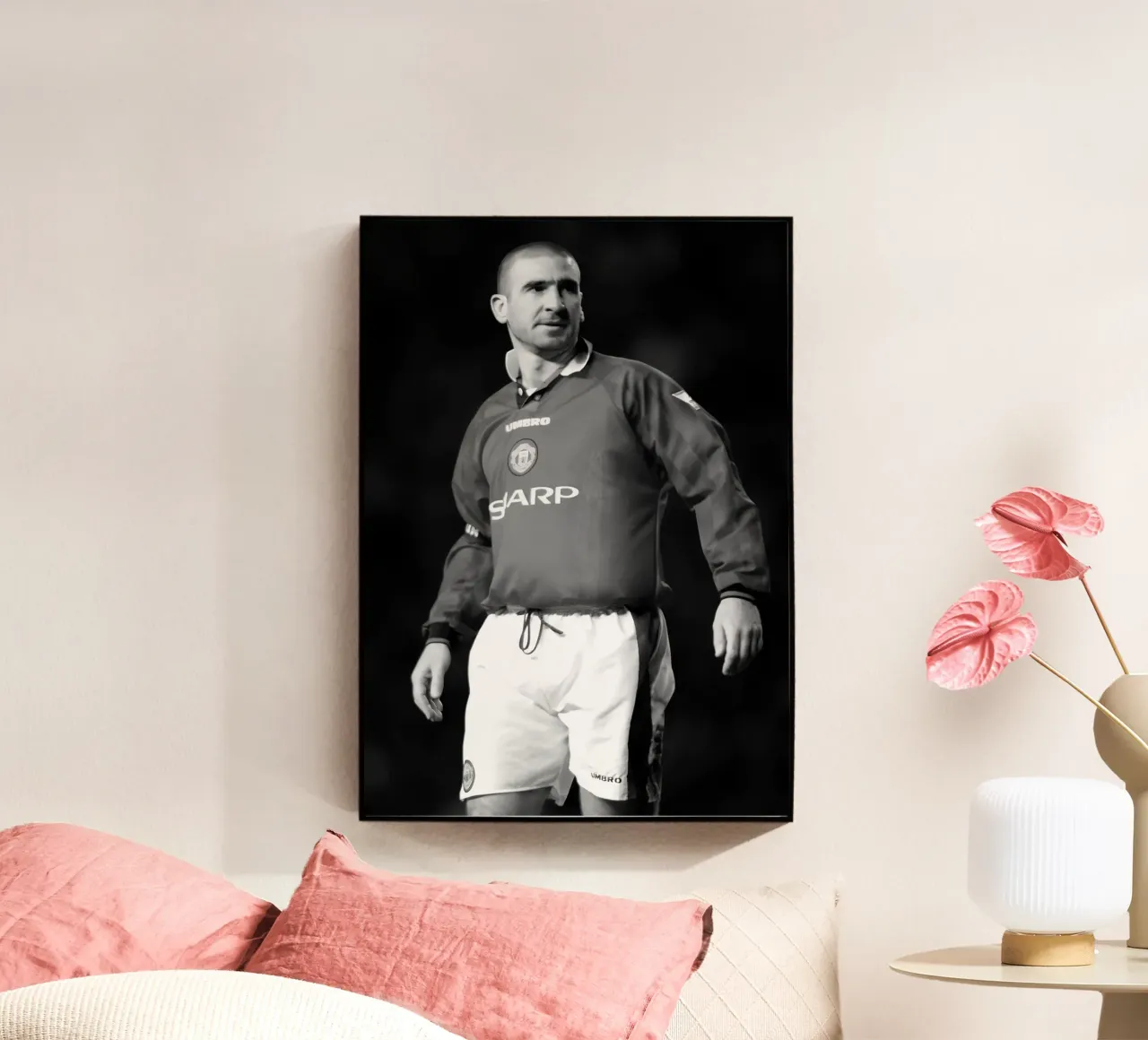 Eric Cantona plexiglass da Black White Poster
