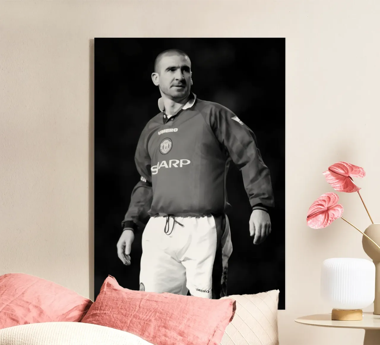 Eric Cantona plexiglass da Black White Poster