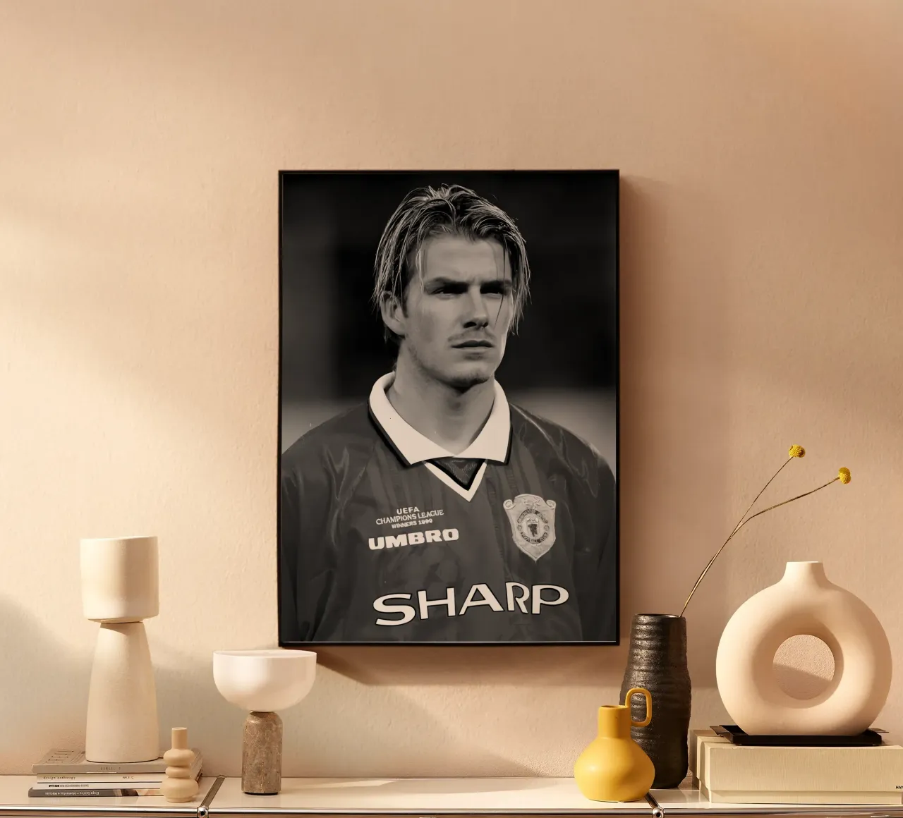 David Beckham plexiglass da Black White Poster
