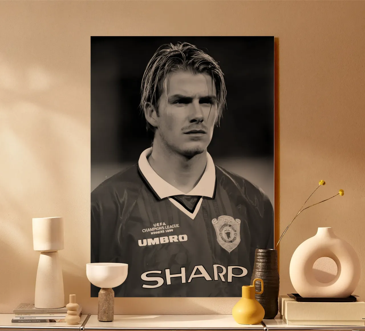 David Beckham plexiglass da Black White Poster