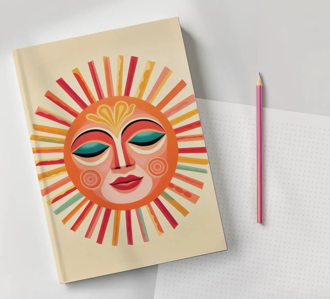 Whimsical Boho Sun Face notebook by Andrea Haase Modern Home