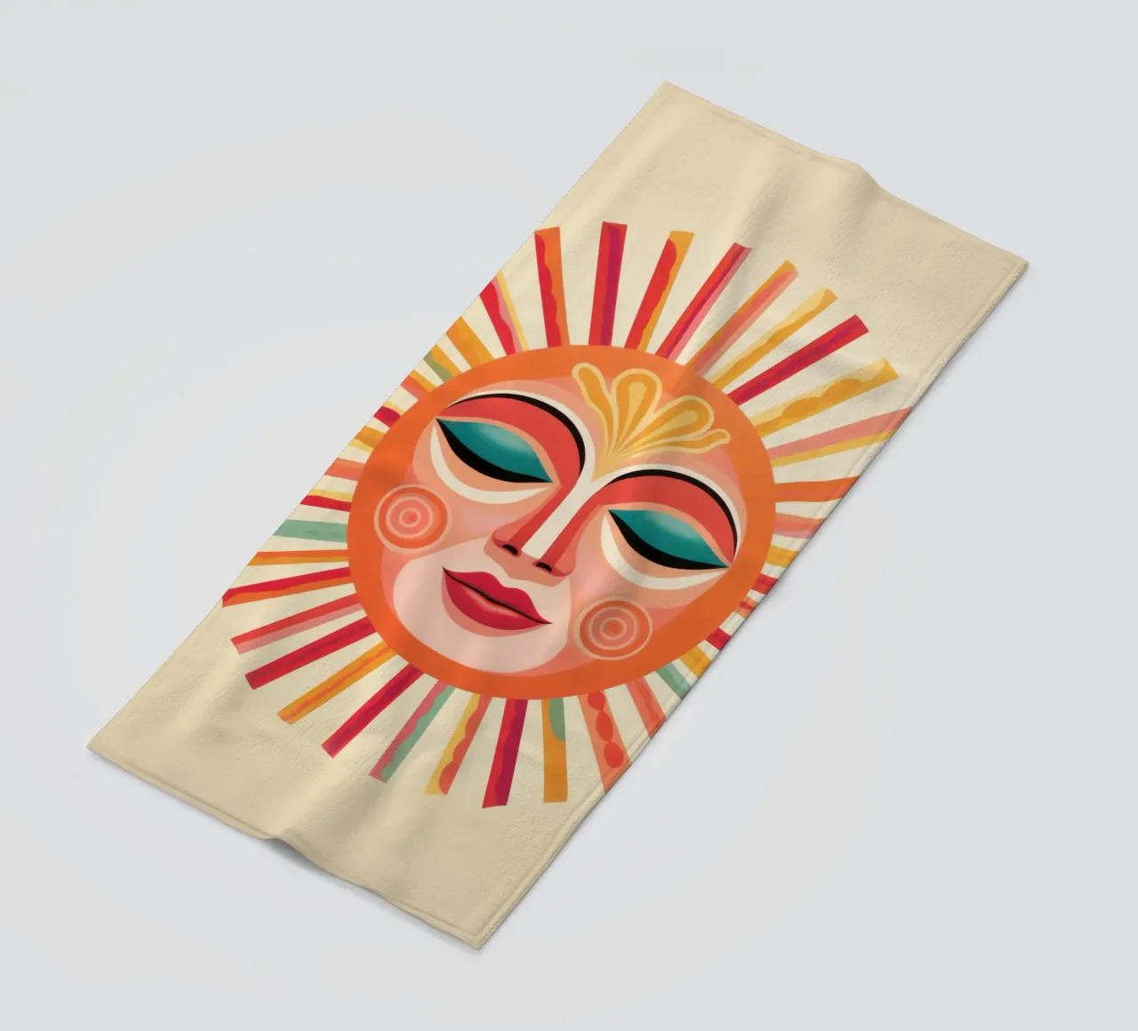 Whimsical Boho Sun Face beach towel by Andrea Haase Modern Home