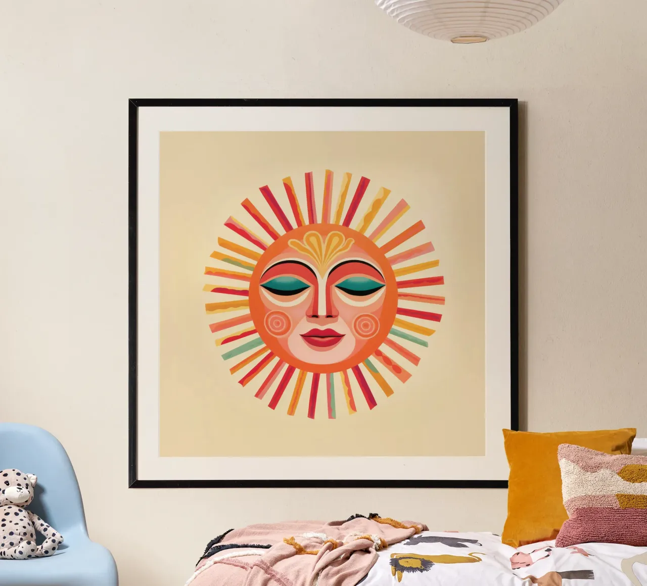 Volto solare estroso Boho poster con telaio in legno da Andrea Haase Modern Home