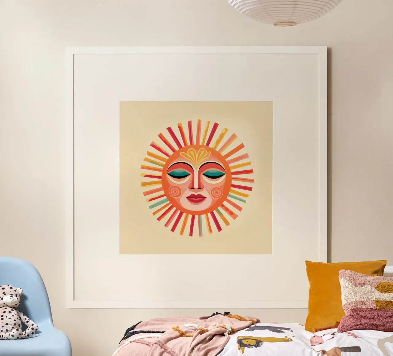 Volto solare estroso Boho poster con telaio in legno da Andrea Haase Modern Home