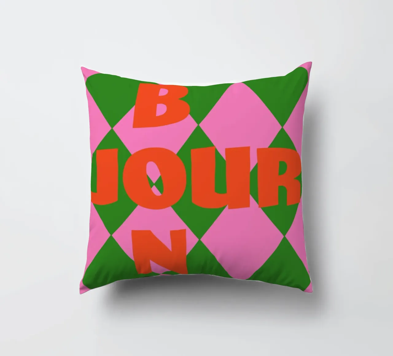 Bonjour in un gioco di colori cuscino da Carina Pop & Pastell