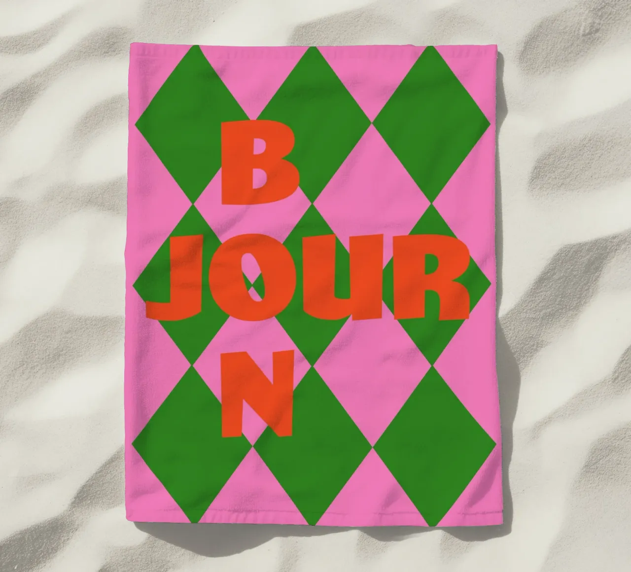 Bonjour in un gioco di colori telo mare da Carina Pop & Pastell