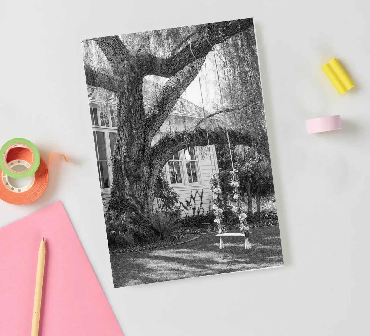 swing on a tree trunk notebook by BlogSawoo