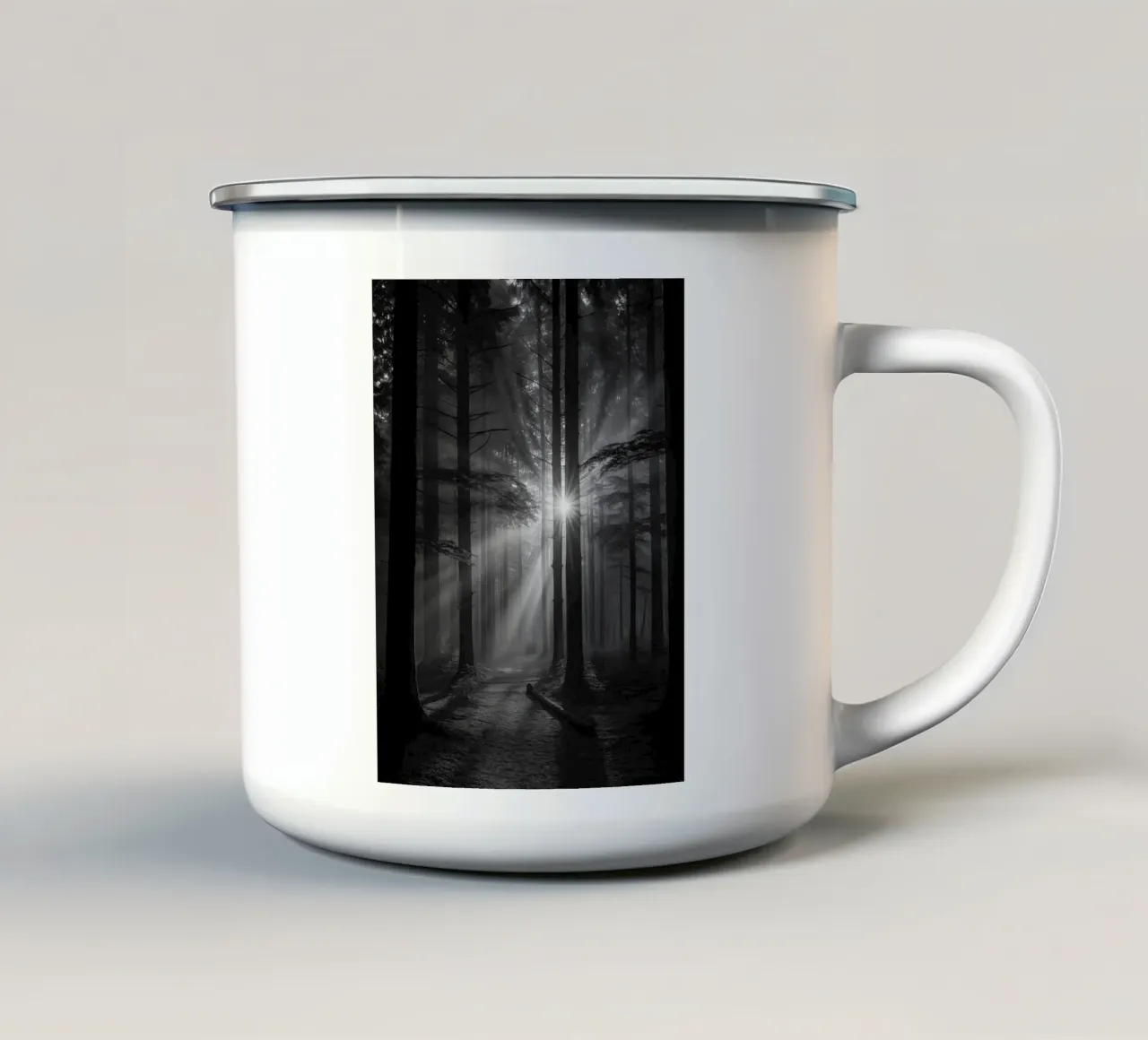 luce del sole nella foresta tazza in smalto da BlogSawoo