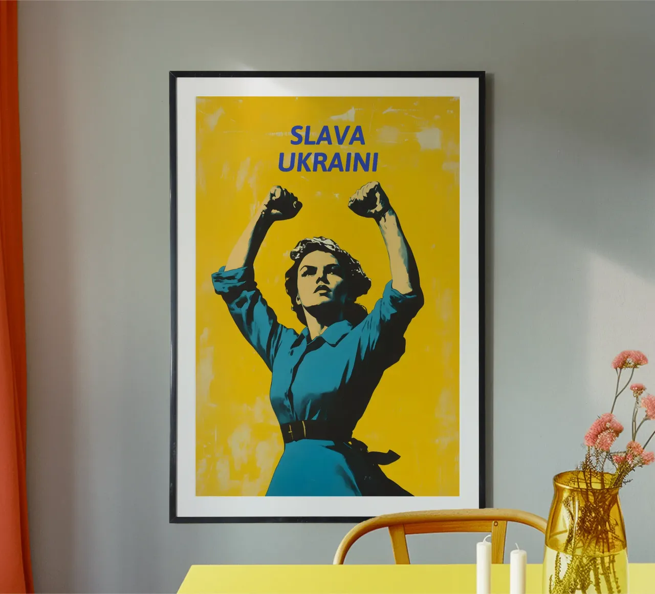 Glory to Ukraine poster with plastic frame by M-Ulrich-Digital Art